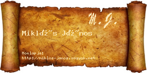 Miklós János névjegykártya