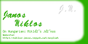 janos miklos business card